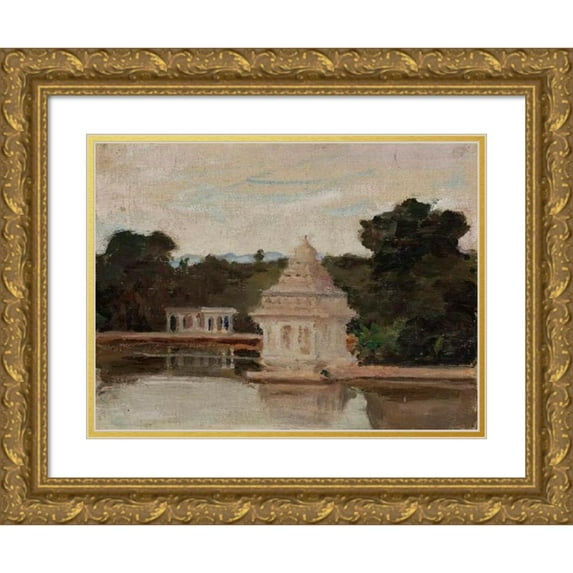 Jan Ciągliński 14x12 Gold Ornate Wood Frame and Double Matted Museum Art Print Titled - Madras. from the Journey to India (1907)