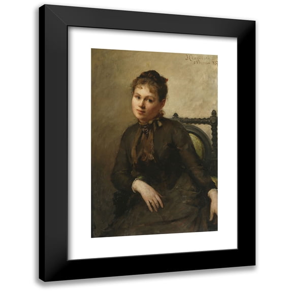 Jan Ciągliński 17x24 Black Modern Framed Museum Art Print Titled - Portrait of Helena Piltz Nee Rymowicz (1887)