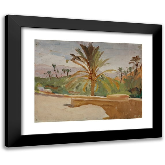 Jan Ciągliński 18x15 Black Modern Framed Museum Art Print Titled - Biskra (Oasis with Palm Trees) (1909)