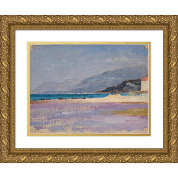 Jan Ciągliński 18x15 Gold Ornate Wood Frame and Double Matted Museum Art Print Titled - Italy (Ventimiglia) (About 1900)