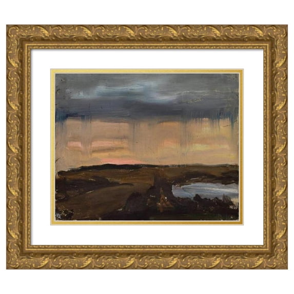 Jan Ciągliński 18x15 Gold Ornate Wood Frame and Double Matted Museum Art Print Titled - Rain - Impressions from the Train