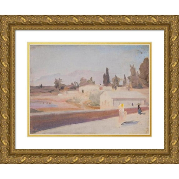 Jan Ciągliński 18x15 Gold Ornate Wood Frame and Double Matted Museum Art Print Titled - Spain (Elche) (1899)