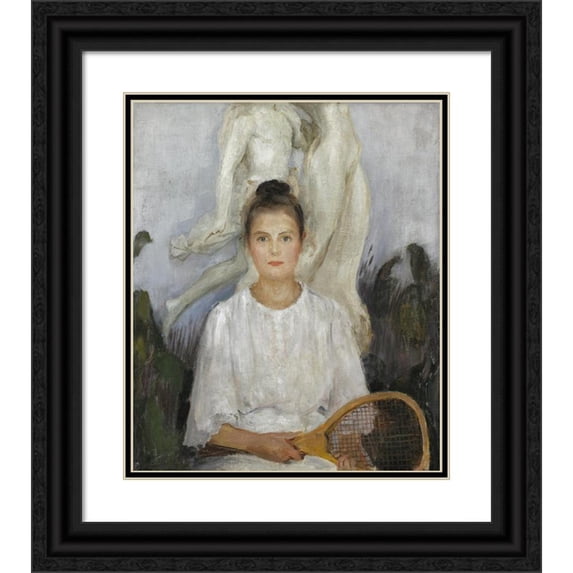 Jan Ciągliński 20x23 Black Ornate Framed Double Matted Museum Art Print Titled: Portrait of Princess Golitsyna (1906-1907)