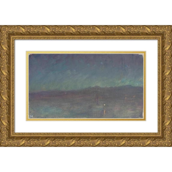 Jan Ciągliński 24x15 Gold Ornate Framed and Double Matted Museum Art Print Titled - Night on the Sea. from the Journey to Constantinople (1893)