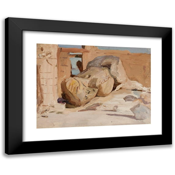 Jan Ciągliński 24x19 Black Modern Framed Museum Art Print Titled - Ancient Ruins. from the Journey to Egypt (1903)