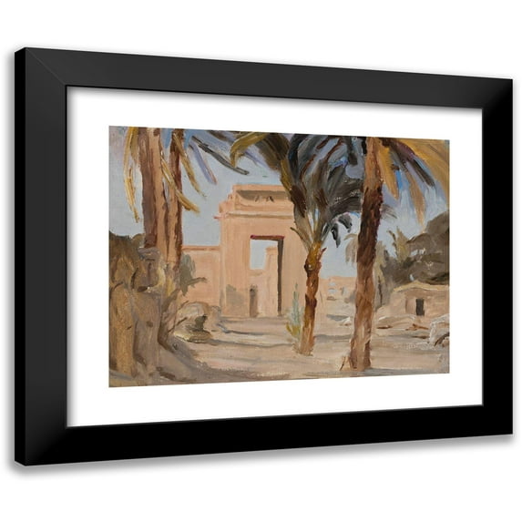 Jan Ciągliński 24x19 Black Modern Framed Museum Art Print Titled - Entrance to the Temple in Karnak. from the Journey to Egypt (1903)