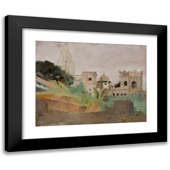 Jan Ciągliński 24x19 Black Modern Framed Museum Art Print Titled - Temple. from the Journey to India (1907)