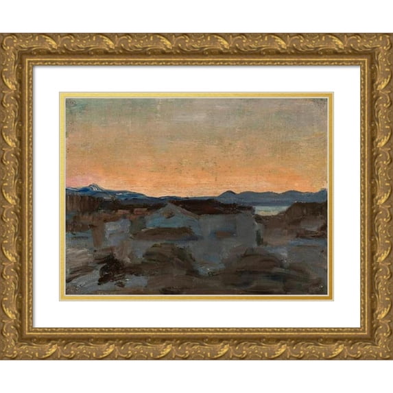 Jan Ciągliński 24x19 Gold Ornate Framed and Double Matted Museum Art Print Titled - Corfu. from the Journey to Greece (1905)