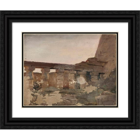 Jan Ciągliński 24x20 Black Ornate Framed Double Matted Museum Art Print Titled: Karnak -Temple of Amun. from the Journey to Egypt (1903)