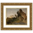 thumbnail image 1 of Jan Ciągliński 24x20 Gold Ornate Framed and Double Matted Museum Art Print Titled - Abu Road, Maharajah's House at Dusk. from the Journey to India (1907), 1 of 4