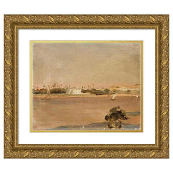 Jan Ciągliński 24x20 Gold Ornate Framed and Double Matted Museum Art Print Titled - Colours of Egypt - Nile. from the Journey to Egypt (1903)