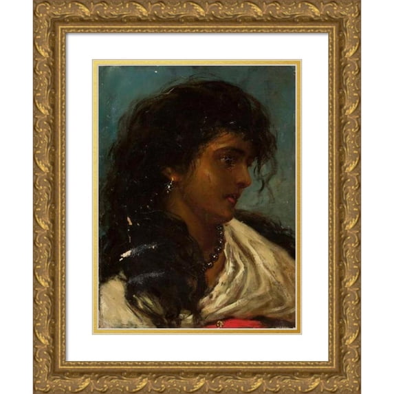 Jan Czesław Moniuszko 14x18 Gold Ornate Wood Frame and Double Matted Museum Art Print Titled - Gipsy Woman (1888)