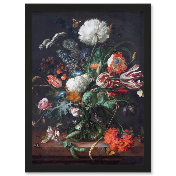 Jan Davidsz De Heem Vase Of Flowers Floral Artwork Framed Wall Art Print A4