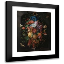 Jan Davidsz de Heem 12x14 Black Modern Framed Museum Art Print Titled - Festoon of Fruit and Flowers (1660 - 1670)