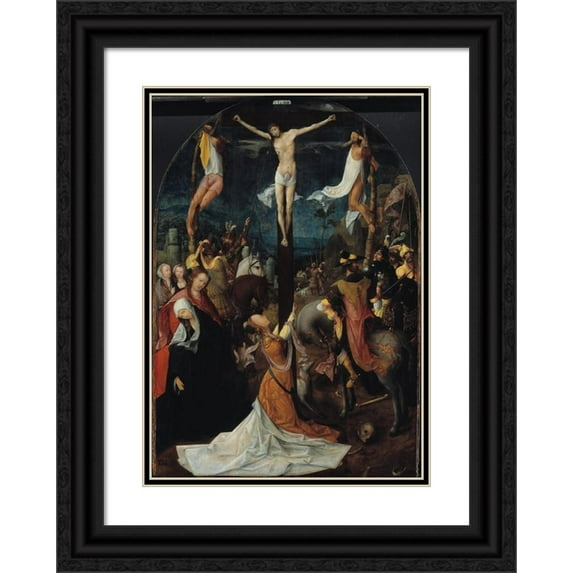 Jan De Beer 14x18 Black Ornate Wood Framed Double Matted Museum Art Print Titled - Calvary (1508 - 1512)