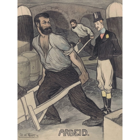 Jan De Waardt Labor Man Working Class Drawing Extra Large XL Wall Art Poster Print