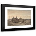 thumbnail image 1 of Jan Gerard Smits 14x11 Black Modern Framed Museum Art Print Titled - A Fisherman's Family at the Beach, the Mother and One of the Children Sitting in a Cart (1855), 1 of 5
