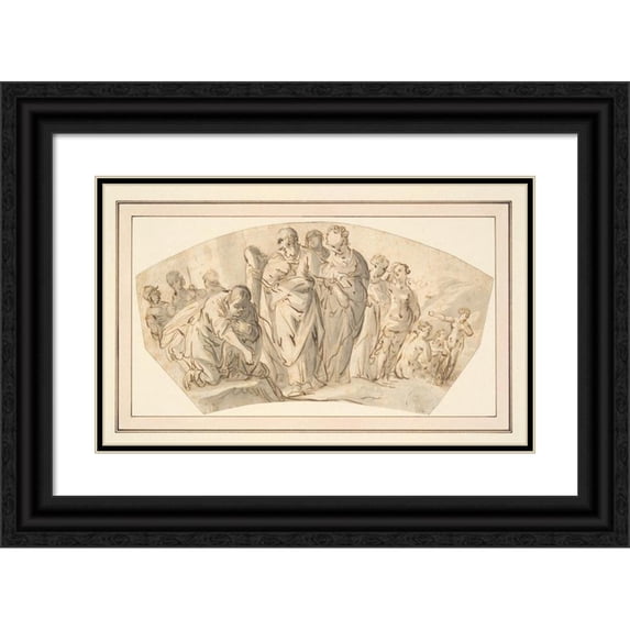 Jan Gerritsz. van Bronchorst 14x11 Black Ornate Wood Framed Double Matted Museum Art Print Titled: Lot and His Family Leaving Sodom