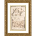 thumbnail image 1 of Jan Goeree 11x14 Gold Ornate Wood Frame and Double Matted Museum Art Print Titled - A Reconstruction of the Thermae of Novitian (Above) and a View of the Ruins (Below) (Before 1704), 1 of 4