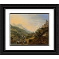 thumbnail image 1 of Jan Griffier 14x12 Black Ornate Wood Framed Double Matted Museum Art Print Titled: A Rheinish&nbsp;Landscape (ca.&nbsp;1705), 1 of 5