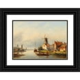 thumbnail image 1 of Jan Jacob Coenraad Spohler 14x11 Black Ornate Wood Framed Double Matted Museum Art Print Titled: Fishermen on the Canal, 1 of 5