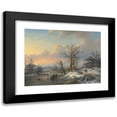 thumbnail image 1 of Jan Jacob Coenraad Spohler 14x12 Black Modern Framed Museum Art Print Titled - Wood Gatherers on the Ice (1861), 1 of 5