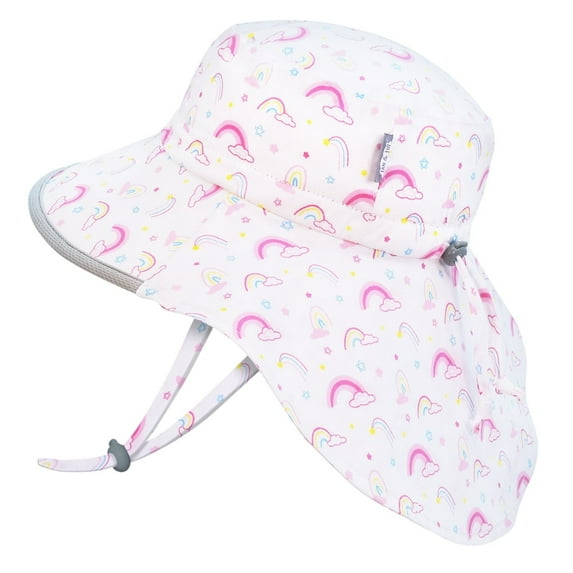 Jan & Jul Baby Girl Sun Hat with Chin Strap, 100% Cotton Wide Brim UPF 50+ (S: 0-6 months, Rainbow)