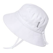 Jan & Jul Baby Girl Sun-Hat with Stay-on Adjustable Strap, Cotton (S: 0-6 months, White)