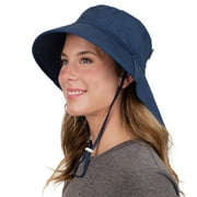 Jan & Jul Cotton Sun-hat for Men and Women with Wide Brim and Neck Cover (Cotton Adventure: Navy, M)