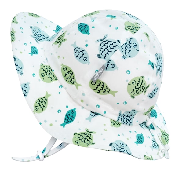 Jan & Jul Floppy Sun-Hat for Boys with Adjustable Straps (XL: 5-12 Years, Fish Friends)