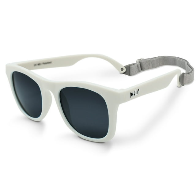 Jan & Jul Infant Sunglasses with Strap, Polarized UV400 Protection (S: 6 Months -2 Years, White)