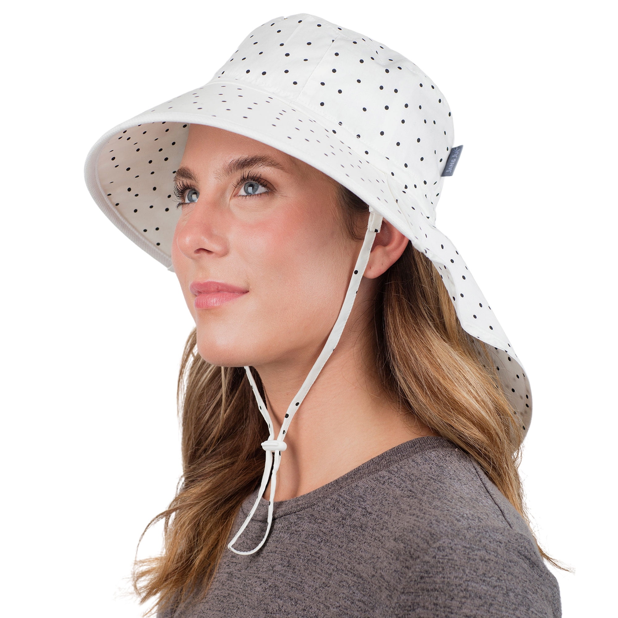 Jan & Jul UPF 50+ Women Sun-hat with Neck-Flap, Wide Brim and Adjustable  Chin-Strap (Cotton Adventure: Prairie Flowers, M) 