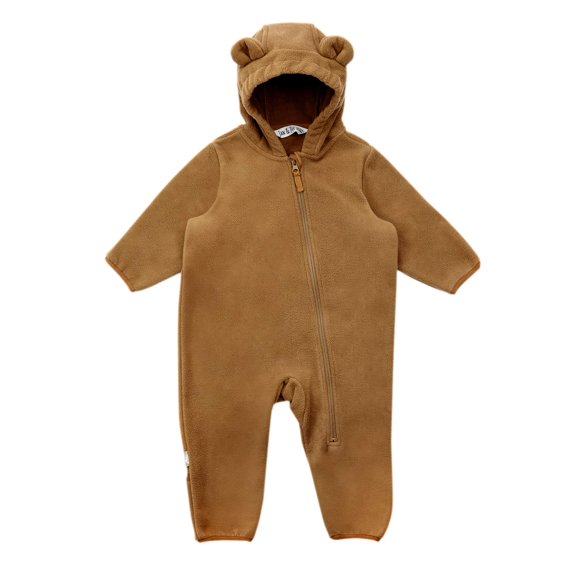 Jan & Jul Newborn Boy Girl Fleece Romper Jumpsuit (Brown Bear, 0-6 Months)