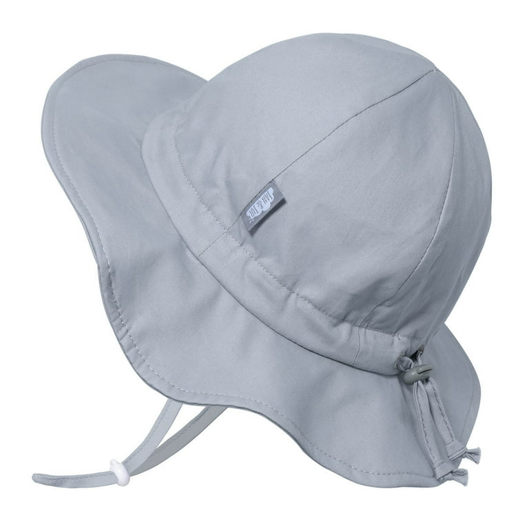 Jan & Jul Newborn Sun-Hat with Strap, Adjustable for Growth with Strap (S:  0-6 months, Grey)