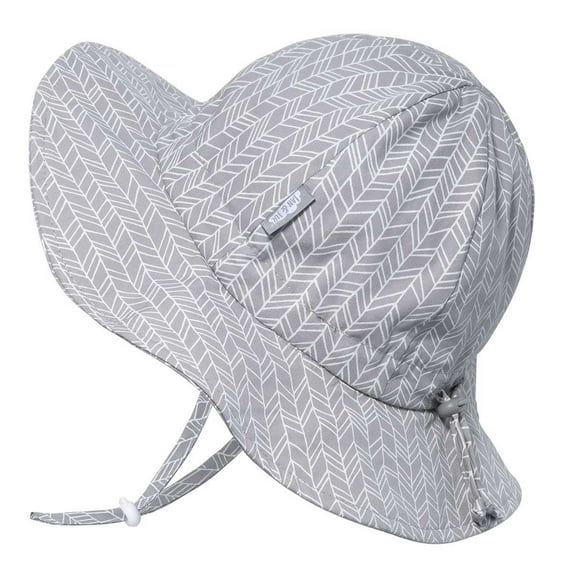 Jan & Jul Sun-Hat Toddler with Adjustable Chin-Strap (M: 6-24 months, Grey Herringbone)