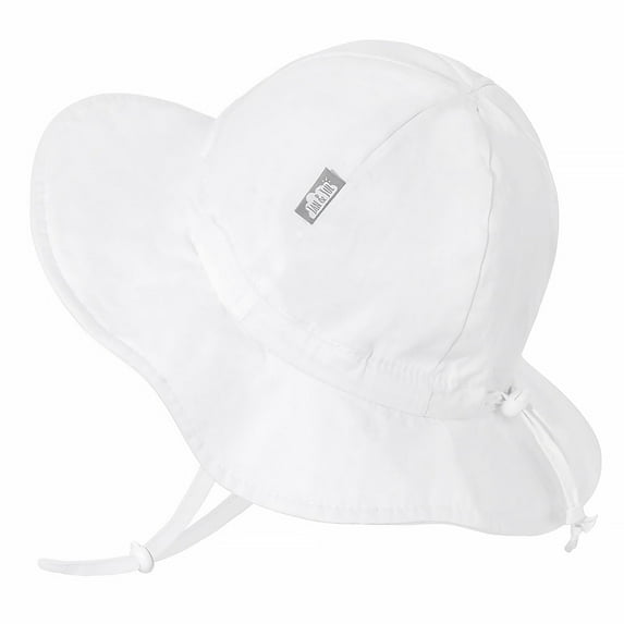 Jan & Jul Toddler Sun-Hat Cotton with UV Protection, Adjustable Size (M: 6-24 months, White)