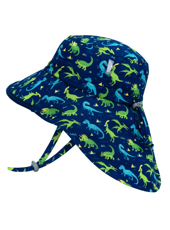 Jan & Jul Toddler Sun-Hat with UV Protection for Boy, Adjustable Size (M: 6-24 Months, Dinoland)