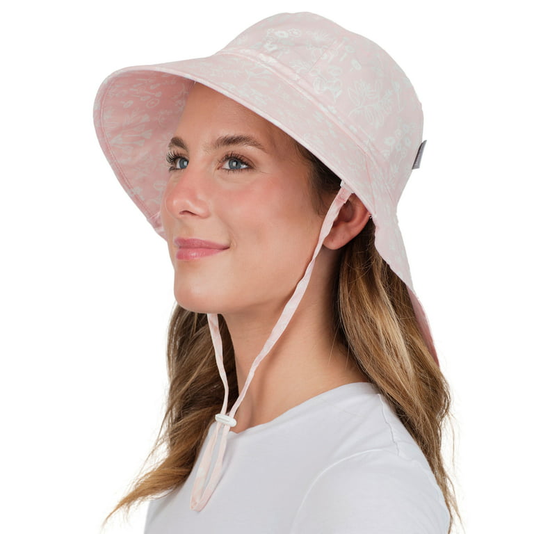 Jan & Jul UPF 50+ Women Sun-hat with Neck-Flap, Wide Brim and Adjustable  Chin-Strap (Cotton Adventure: Prairie Flowers, M)