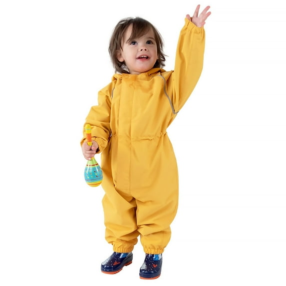 Jan & Jul Waterproof Rain-Suit for Kids, Muddy Buddy for Girl Boy (Puddle-Dry Yellow, 6 Years)