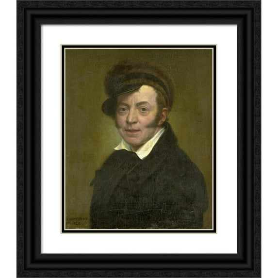 Jan Kamphuijsen 15x18 Black Ornate Wood Framed Double Matted Museum Art Print Titled - Self-Portrait (1825)
