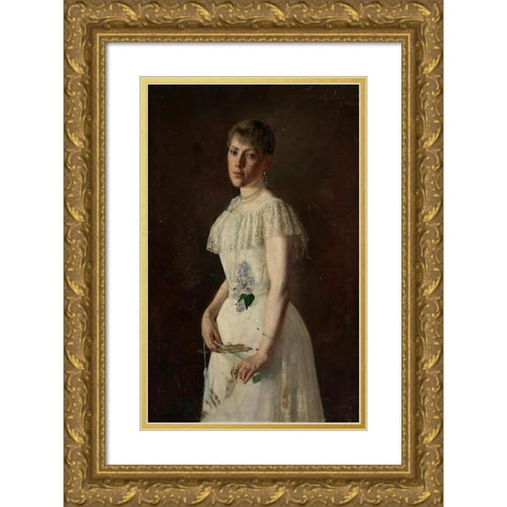 Jan Kauzik 11x14 Gold Ornate Wood Frame and Double Matted Museum Art Print Titled - Portrait of Wanda Suchocka (1893)