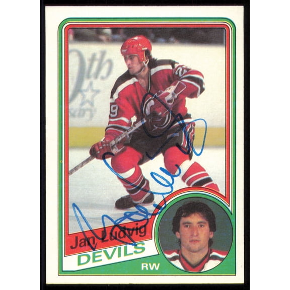Jan Ludvig Autographed 1984-85 Topps Card #88 New Jersey Devils SKU #254985