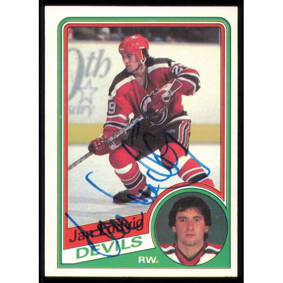 Jan Ludvig Autographed 1984-85 Topps Card #88 New Jersey Devils SKU #254986