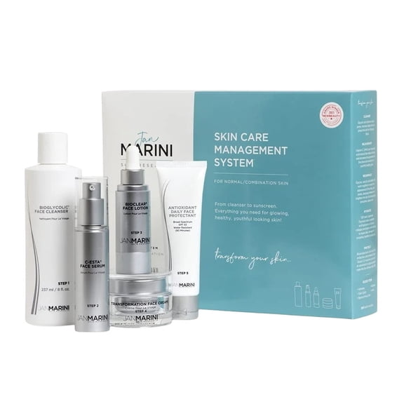 Jan Marini Skin Research Skin Care Management System - Face Care Products with Tinted Daily SPF 33 Sunscreen - Face Kit with Bioglycolic Face Cleanser - Normal/Combo