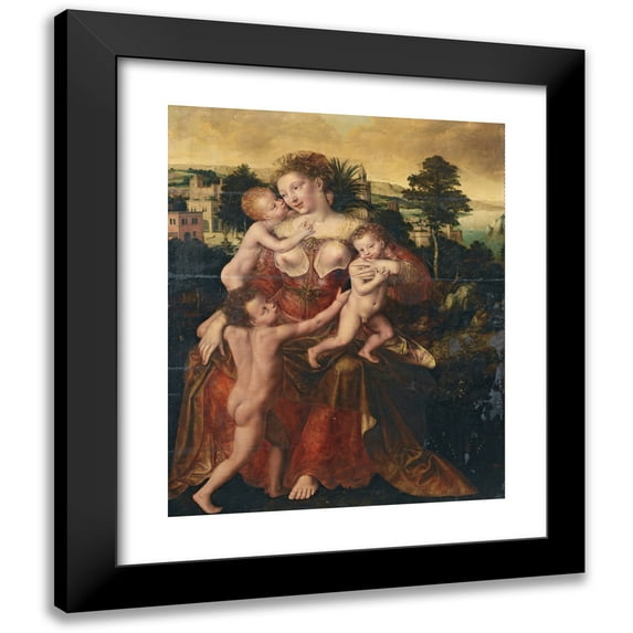 Jan Massys 12x14 Black Modern Framed Museum Art Print Titled - An Allegory of Charity