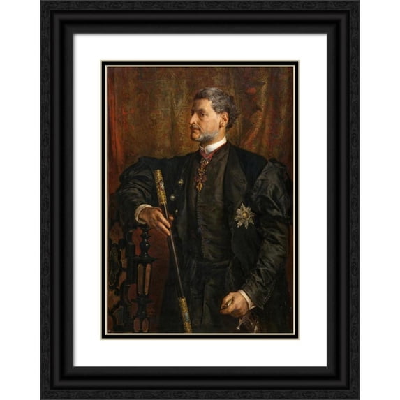Jan Matejko 11x14 Black Ornate Wood Framed Double Matted Museum Art Print Titled: Portrait of Alfred Potocki (1879)