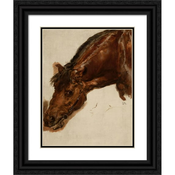 Jan Matejko 15x18 Black Ornate Wood Framed Double Matted Museum Art Print Titled - Study of a Horse Head (1875)