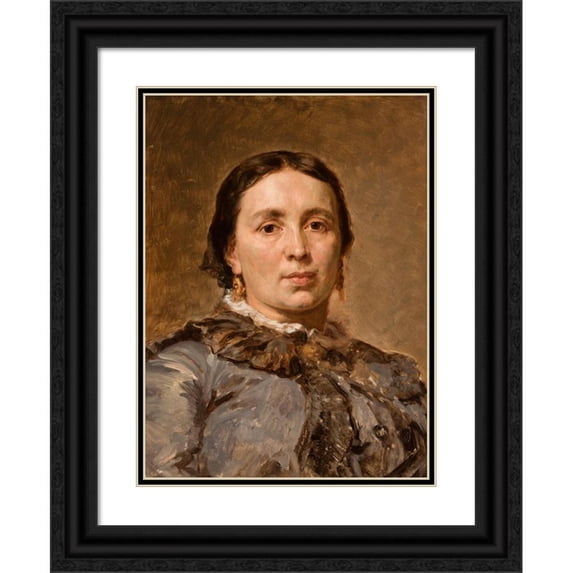 Jan Matejko 19x24 Black Ornate Framed Double Matted Museum Art Print Titled: Portrait of Maria Nee Matejko Goiichowska (1836-1917) (1882)