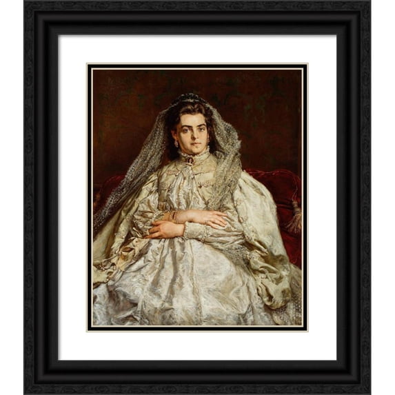 Jan Matejko 20x24 Black Ornate Framed Double Matted Museum Art Print Titled: Portrait of Artist's Wife, Teodora Nee Giebułtowska (1879)