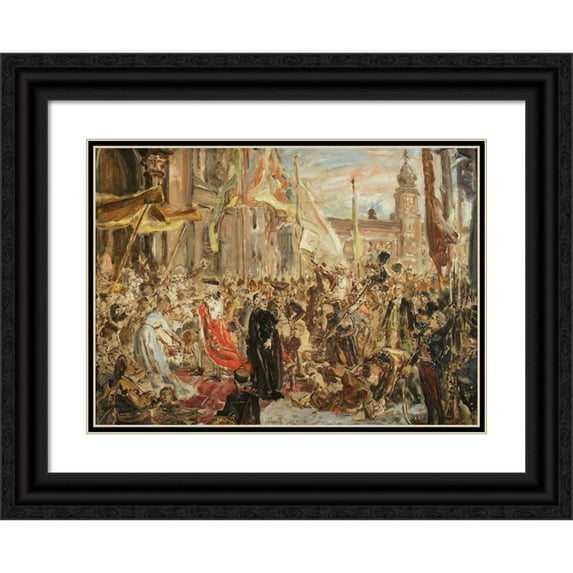 Jan Matejko 24x18 Black Ornate Framed Double Matted Museum Art Print Titled: Sketch for the Painting “Constitution of the 3 May” (1890)